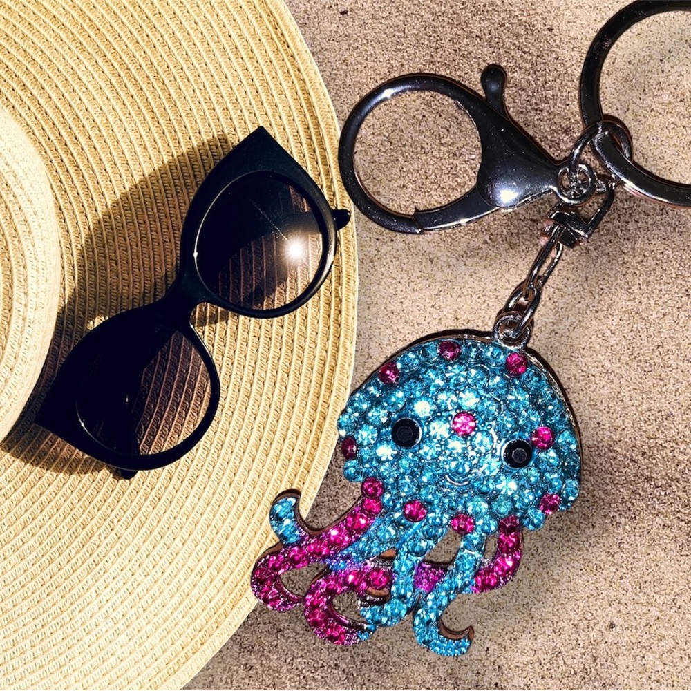 Rhinestone Jellyfish Keychain/Bag Charm